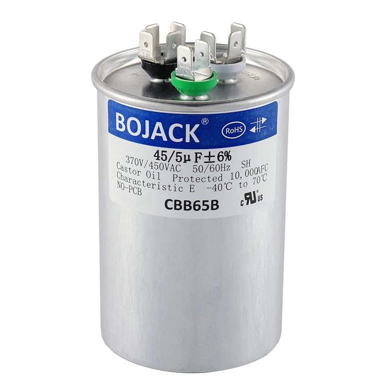 BOJACK 45+5 MFD Dual Run Capacitor for AC Motor and Fan Start