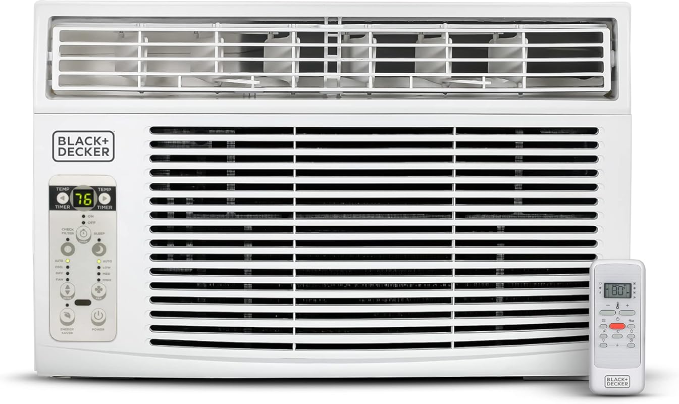 BLACK+DECKER 6000 BTU Window AC Unit with Remote, 3 Cooling Speeds, an