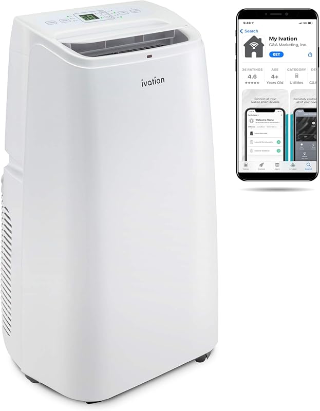 Ivation 13,000 BTU Smart Portable Air Conditioner with Wi-Fi and App C