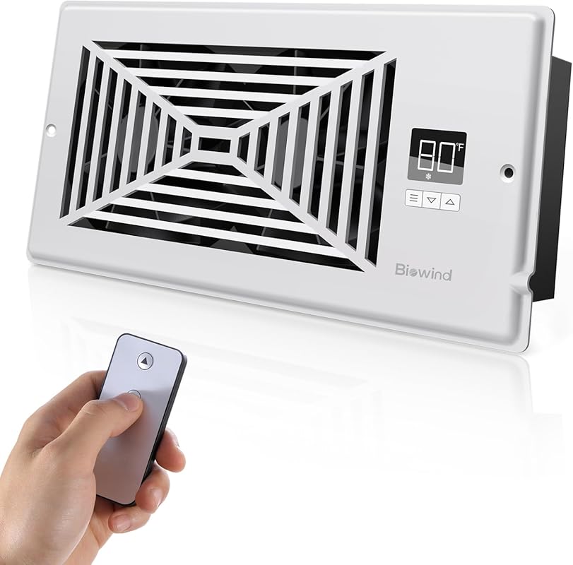 Smart AC Vent Fan with 10 Speeds, Remote, and Thermostat Control for H