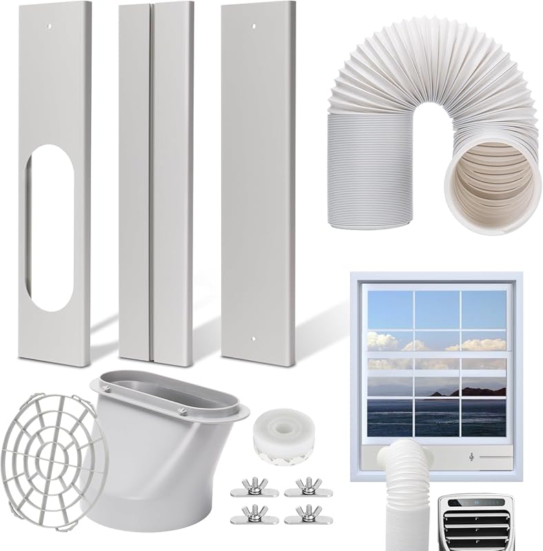 Universal Window Vent Kit with 5.9-Inch Hose for Sliding Windows and A