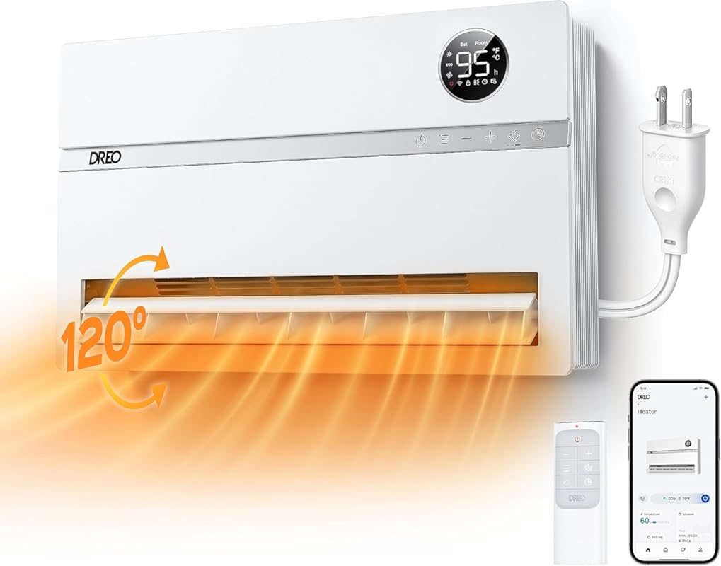 Dreo Wall-Mounted Heater, Smart Space Heater for Bedroom with Dreo For