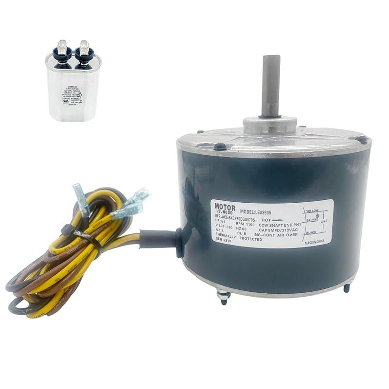 1/4 HP Condenser Fan Motor Replaces Carrier 5KCP39EGS070S, 1100 RPM, 2
