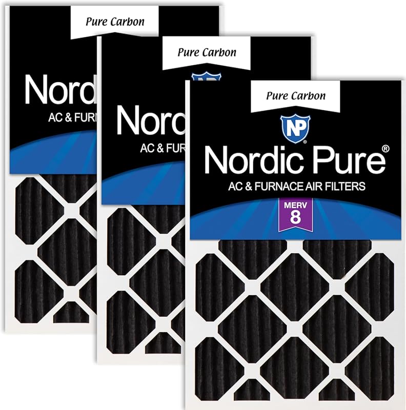 Nordic Pure 20x25x2 Pure Carbon Pleated Odor Reduction Merv 8 Furnace