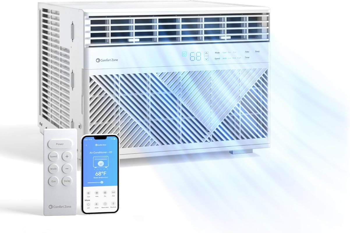 Comfort Zone Window Mounted Smart Wi-Fi Room Air Conditioner with Remo