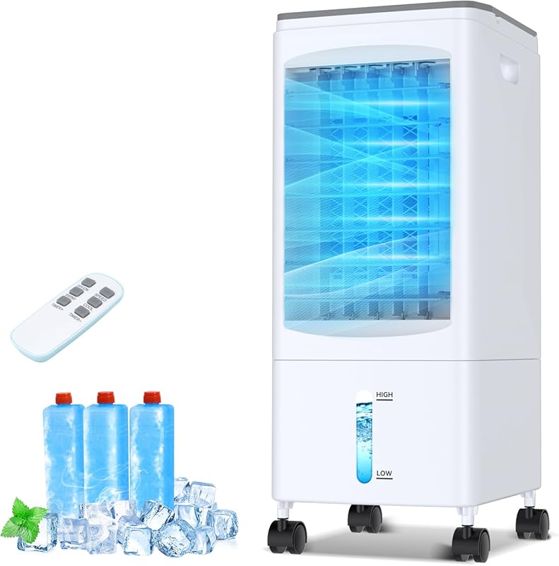 Fast-Cooling Evaporative Air Cooler with 3 Speeds and 1.6-Gallon Tank