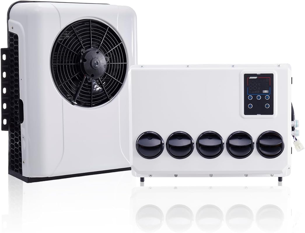 12V DC split air conditioner, 9000 BTU for RV, truck, camper, van, and