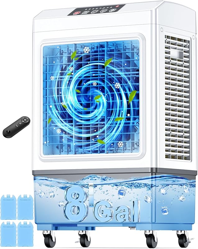 FANCOLE Windowless Evaporative Air Cooler with Ice Packs and Remote fo