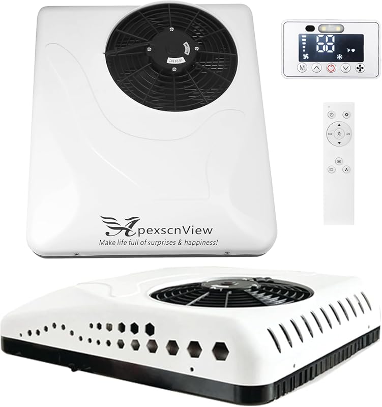 12V rooftop AC unit for RV and camping vehicles, 8530 BTU with cooling