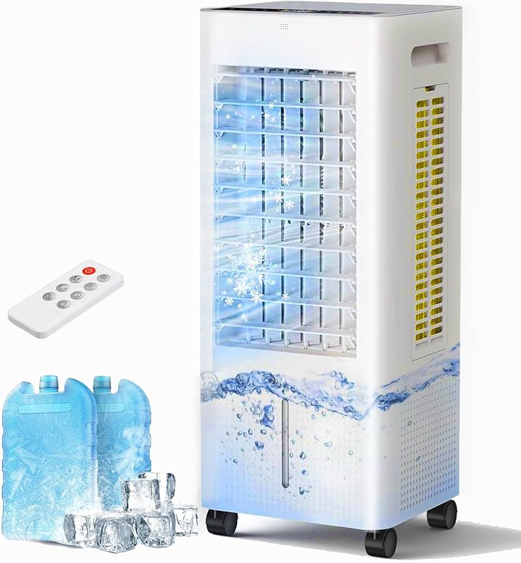 Quiet Evaporative Air Cooler with 2200+ CFM, 2.1-Gallon Tank, and Remo