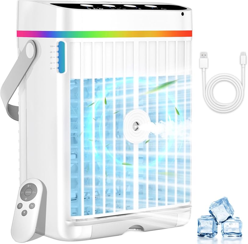 Mini Portable Air Cooler with 3 Speeds, 1–3 Hour Timer, and 1250ml Wat