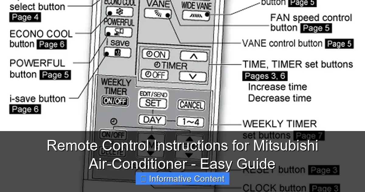 Remote Control Instructions for Mitsubishi Air-Conditioner - Easy Guide