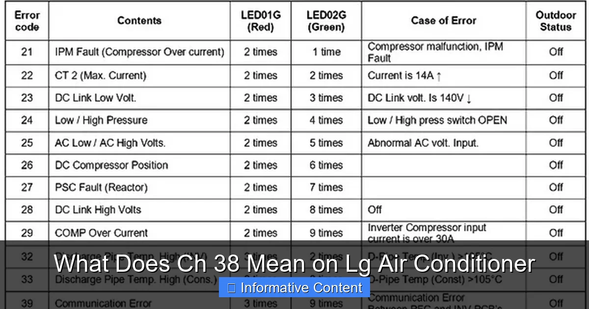What Does Ch 38 Mean on Lg Air Conditioner