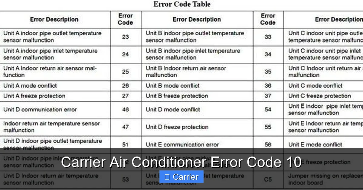Carrier Air Conditioner Error Code 10