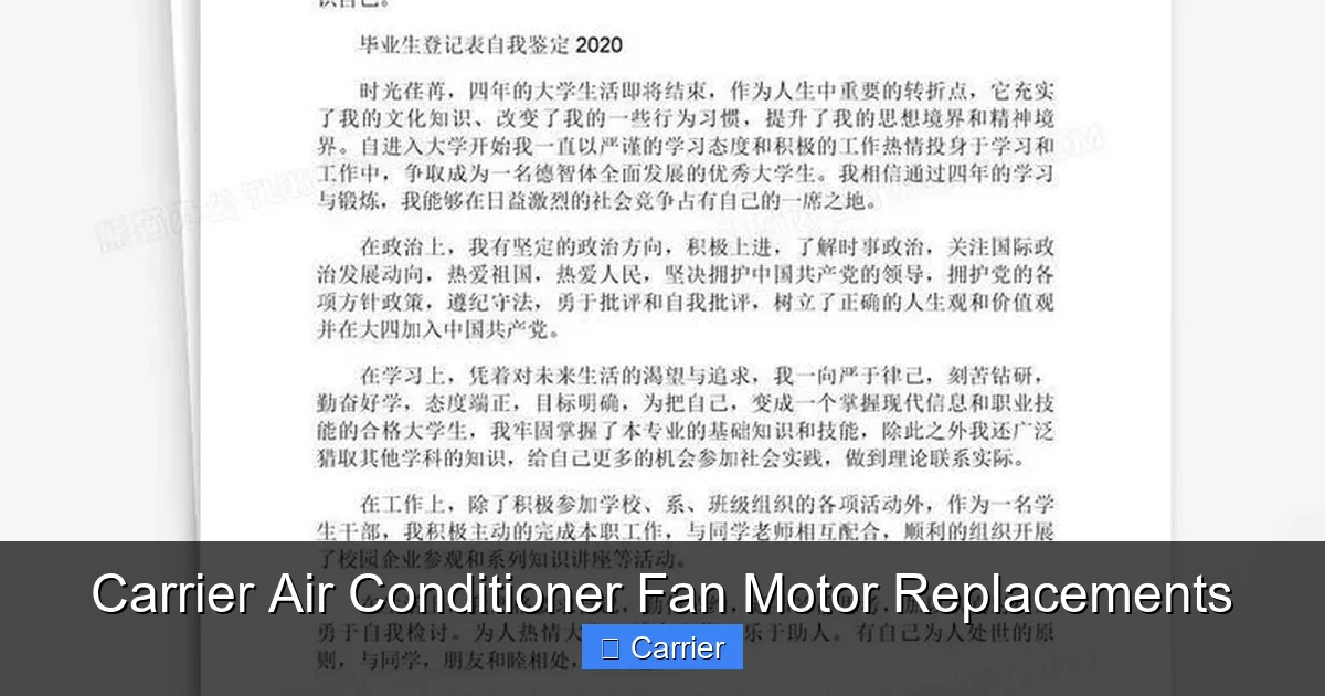 Carrier Air Conditioner Fan Motor Replacements