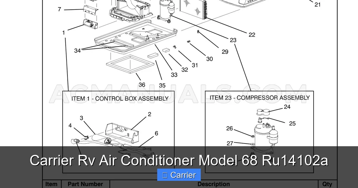 Carrier Rv Air Conditioner Model 68 Ru14102a