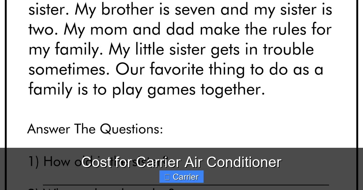 Cost for Carrier Air Conditioner