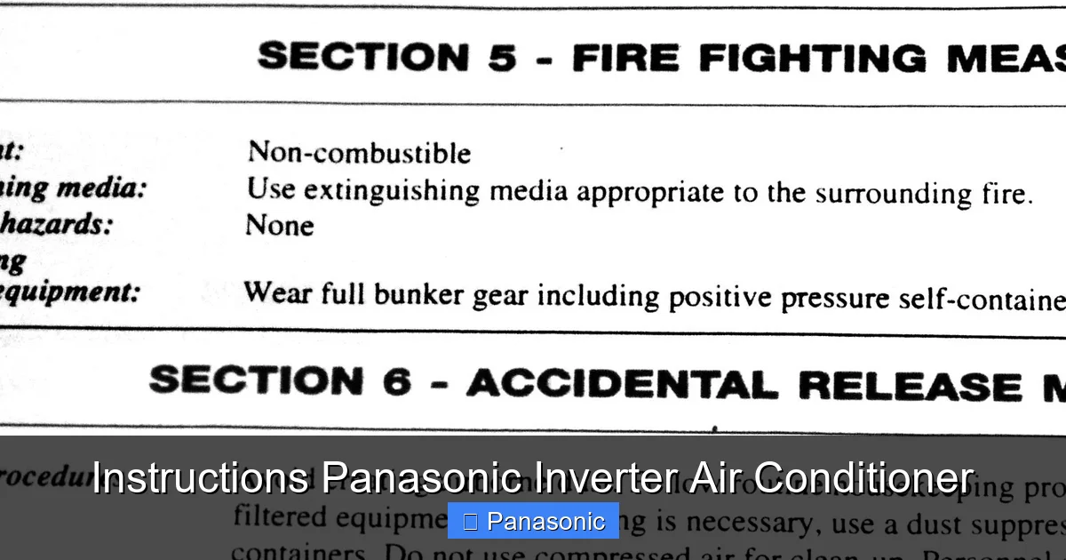 Instructions Panasonic Inverter Air Conditioner