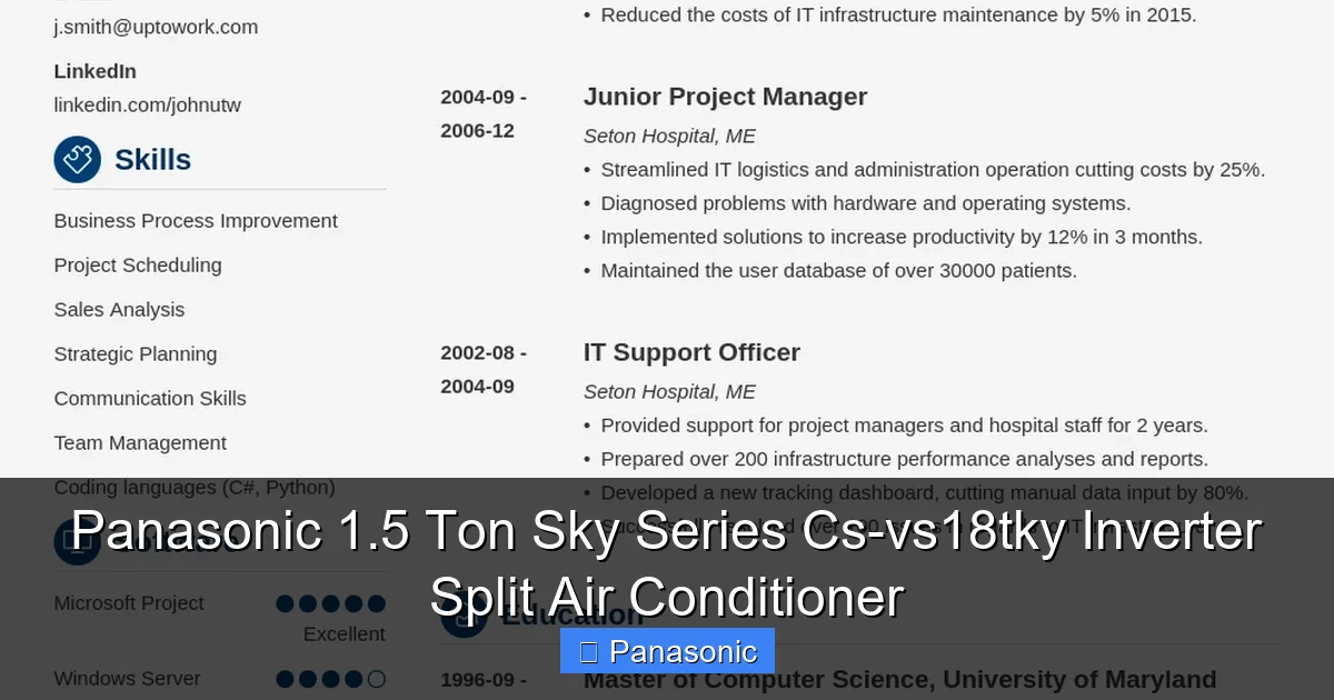 Panasonic 1.5 Ton Sky Series Cs-vs18tky Inverter Split Air Conditioner