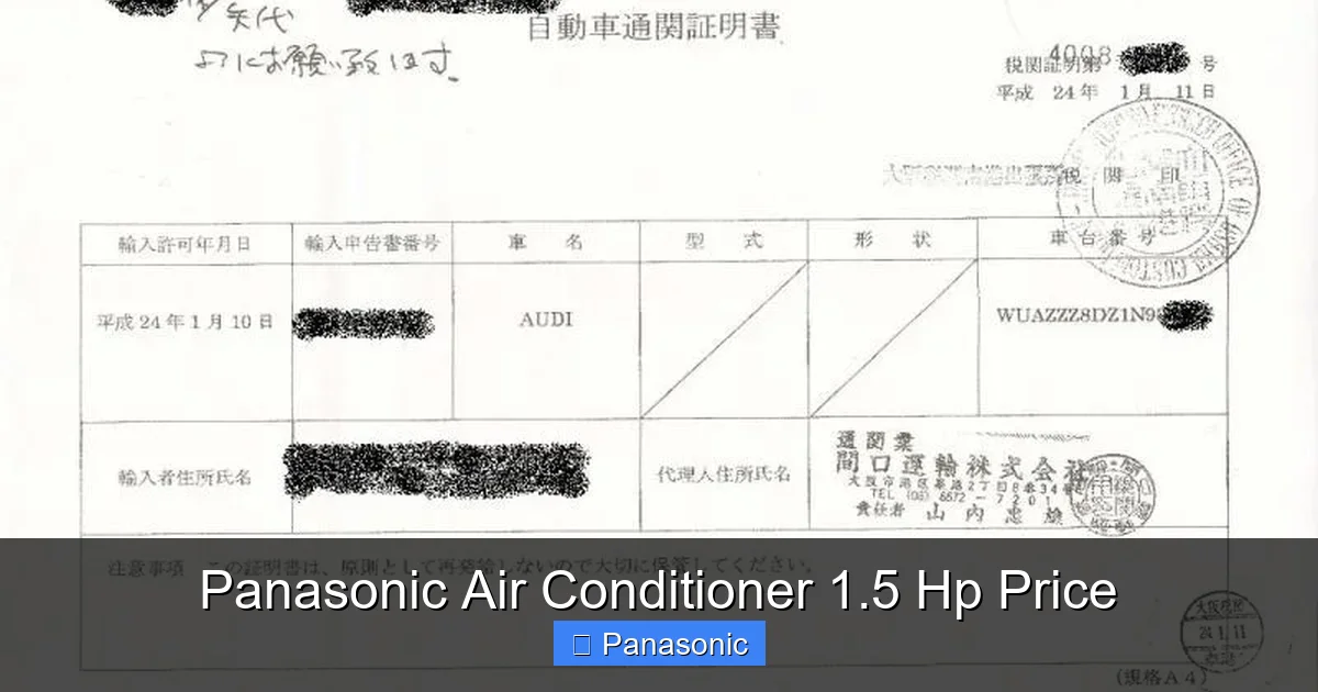 Panasonic Air Conditioner 1.5 Hp Price