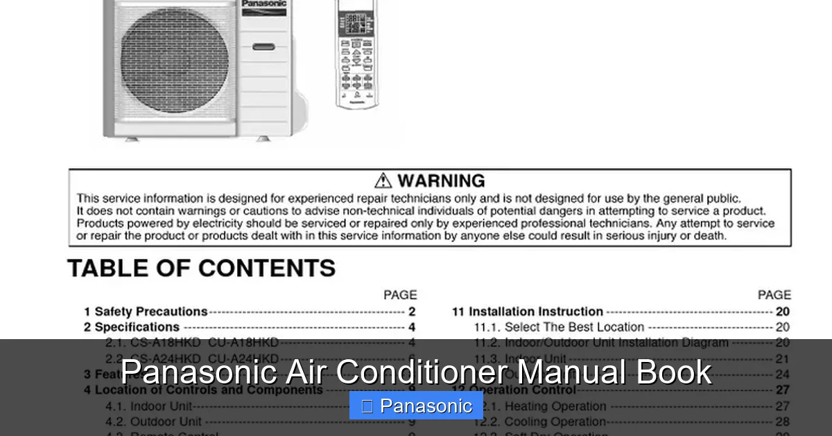 Panasonic Air Conditioner Manual Book