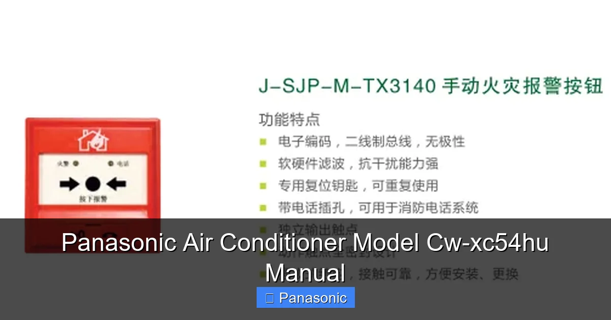 Panasonic Air Conditioner Model Cw-xc54hu Manual