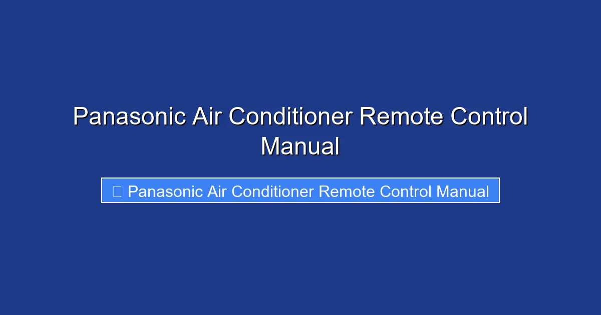 Panasonic Air Conditioner Remote Control Manual