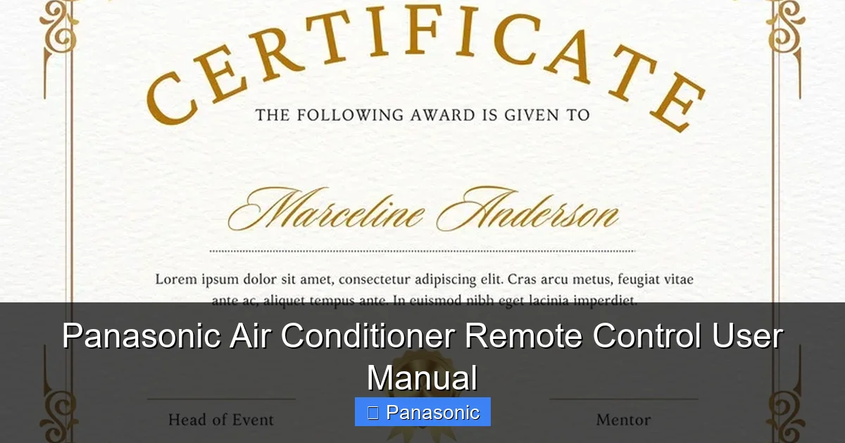 Panasonic Air Conditioner Remote Control User Manual