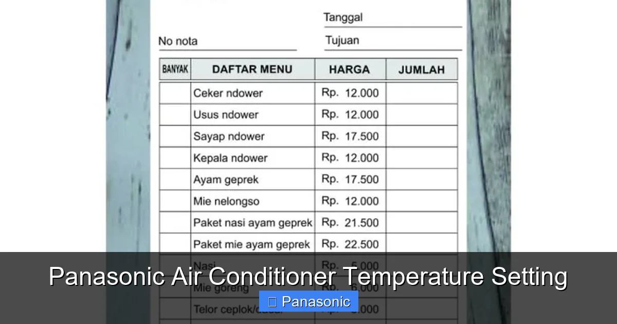 Panasonic Air Conditioner Temperature Setting
