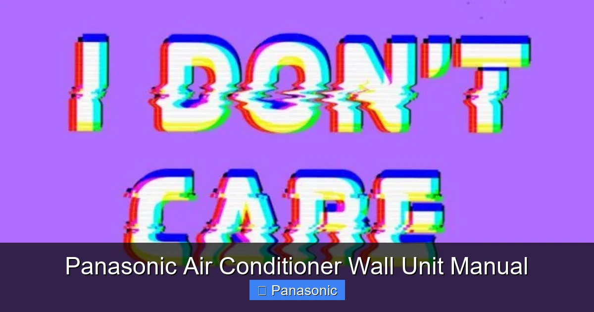 Panasonic Air Conditioner Wall Unit Manual