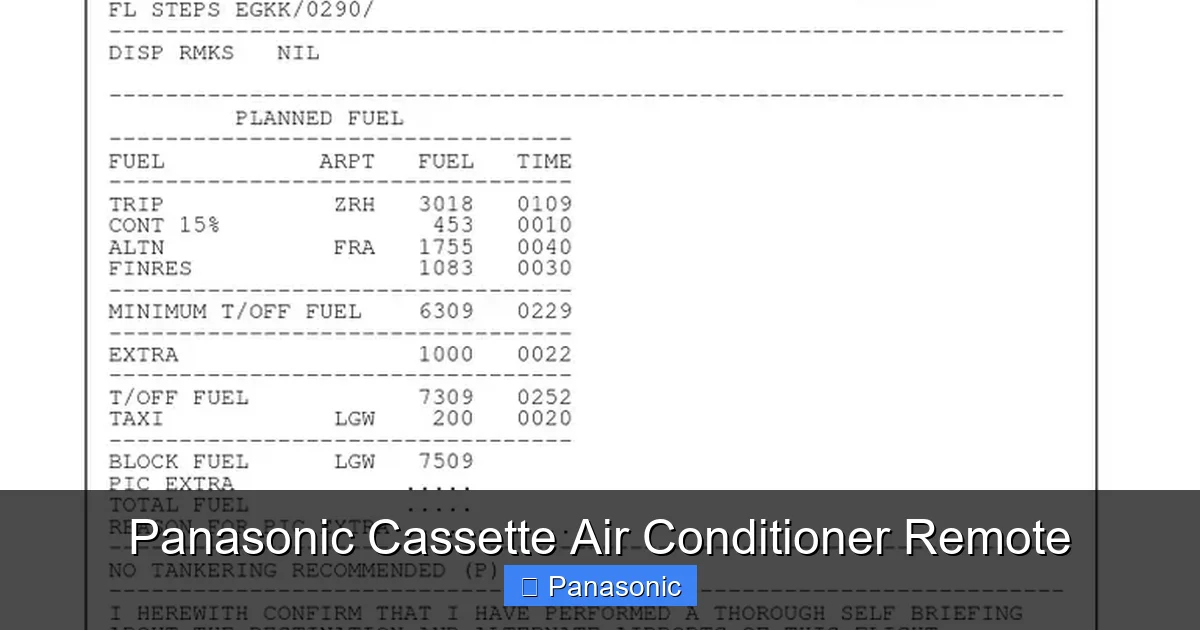Panasonic Cassette Air Conditioner Remote