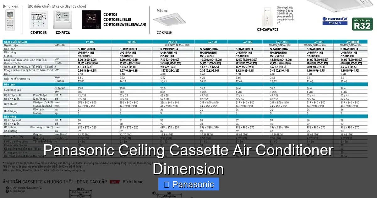 Panasonic Ceiling Cassette Air Conditioner Dimension