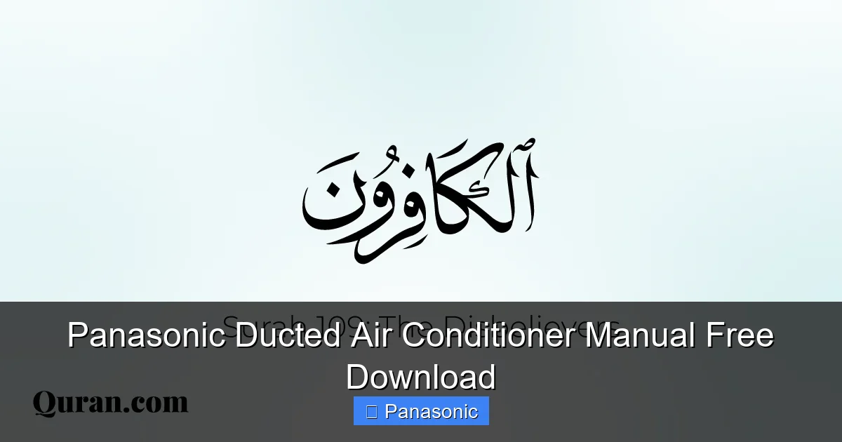Panasonic Ducted Air Conditioner Manual Free Download