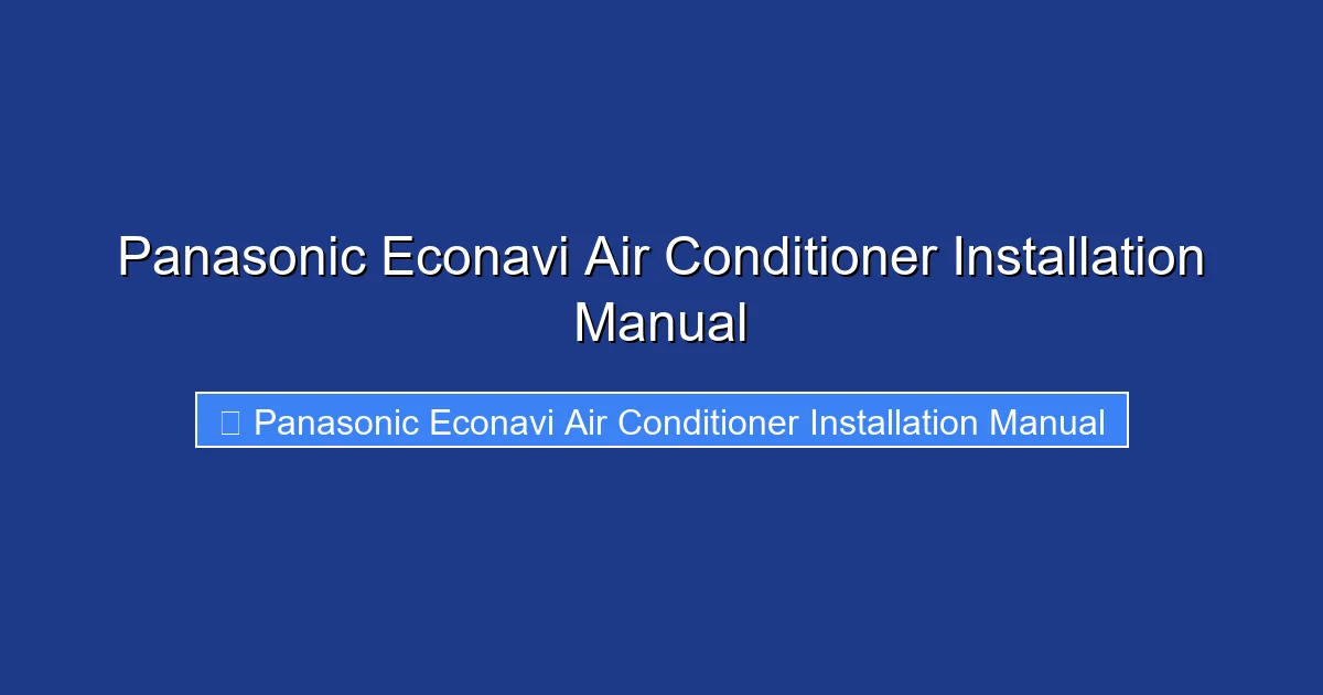Panasonic Econavi Air Conditioner Installation Manual