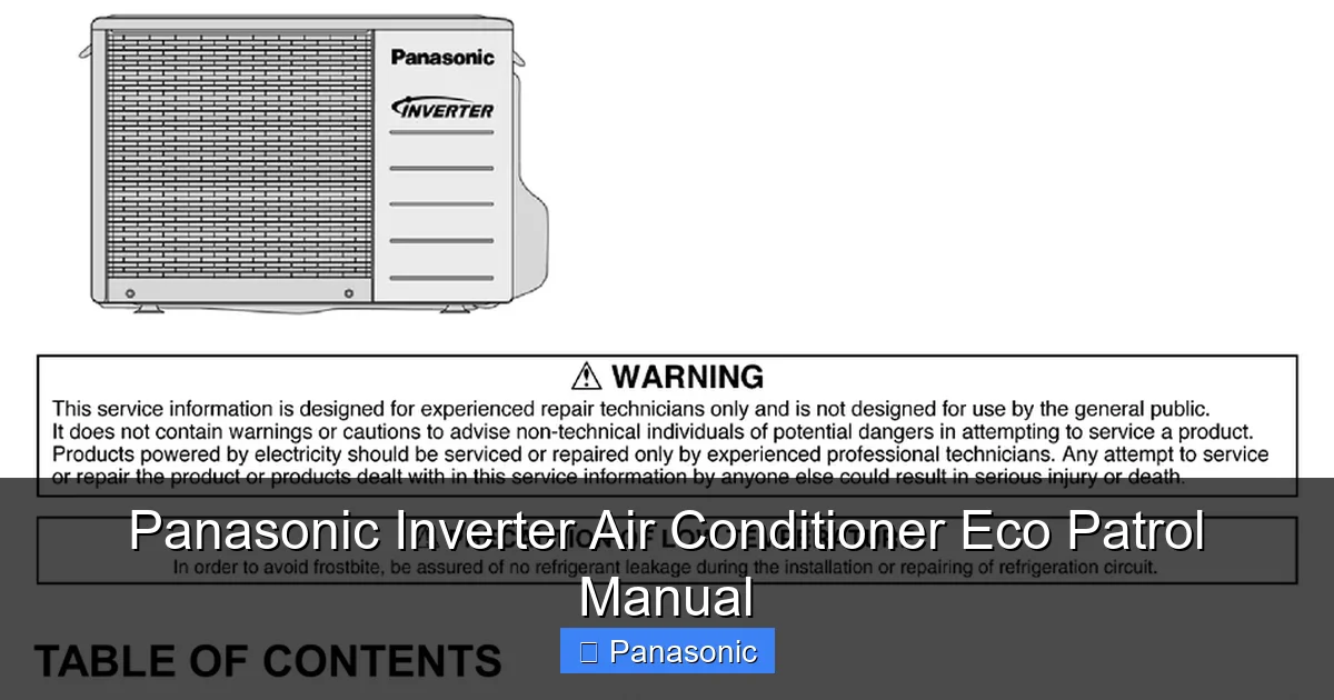 Panasonic Inverter Air Conditioner Eco Patrol Manual