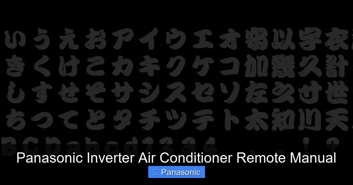 Panasonic Inverter Air Conditioner Remote Manual
