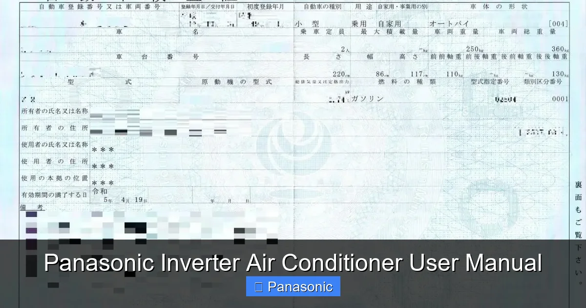 Panasonic Inverter Air Conditioner User Manual