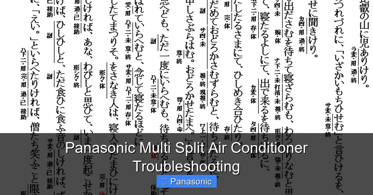 Panasonic Multi Split Air Conditioner Troubleshooting