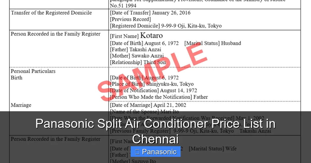 Panasonic Split Air Conditioner Price List in Chennai