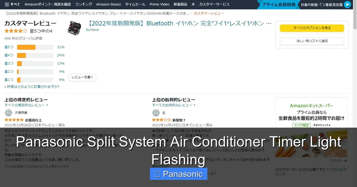 Panasonic Split System Air Conditioner Timer Light Flashing